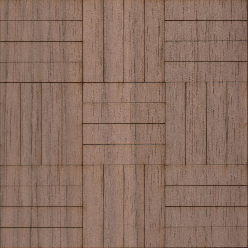 (Parquet  Pattern) Real Wood Dollhouse Flooring Sheets 18" x 12" x 1/32