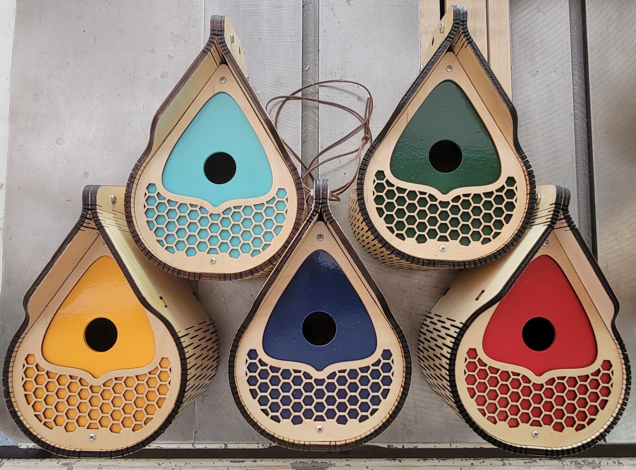 Handmade Tear-Drop Bird Houses